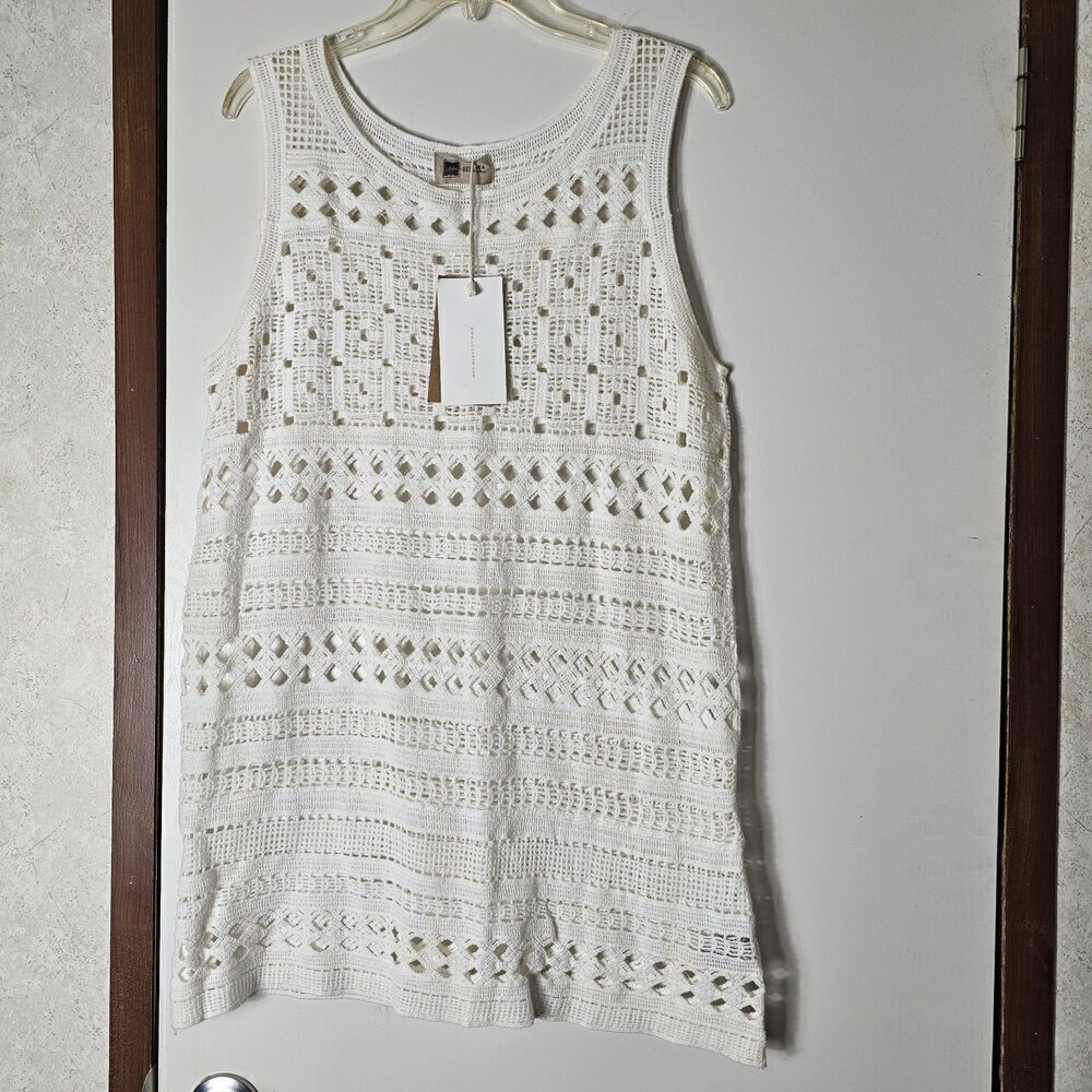 Nwt Look By M Newyork Ivory Crochet Lace Mini Dress Cover Up Women's One Size